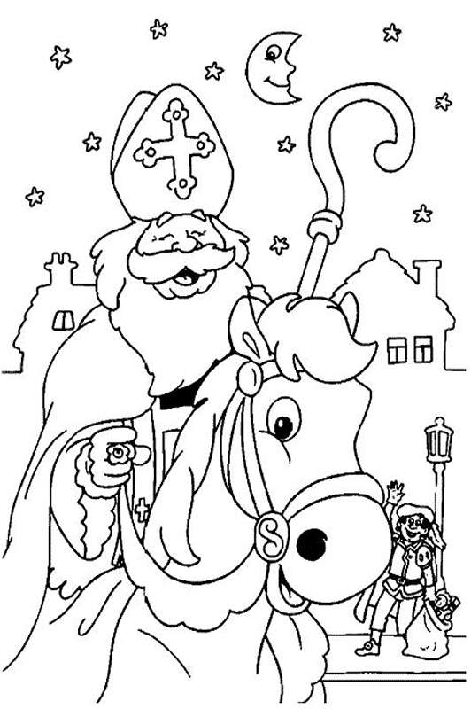 Kleurplaat Kleurplaat Sinterklaas Piet » Animaatjes.nl