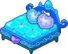 Plaatjes Kawaii meubels Blauw Bed Met Hartjeskussens