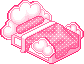 Plaatjes Kawaii meubels Kawaii Roze Bed Met Wolkjes