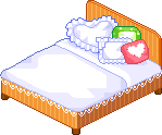 Plaatjes Kawaii meubels Kawaii Gestreept Bed Met Witte Laken En Kussens